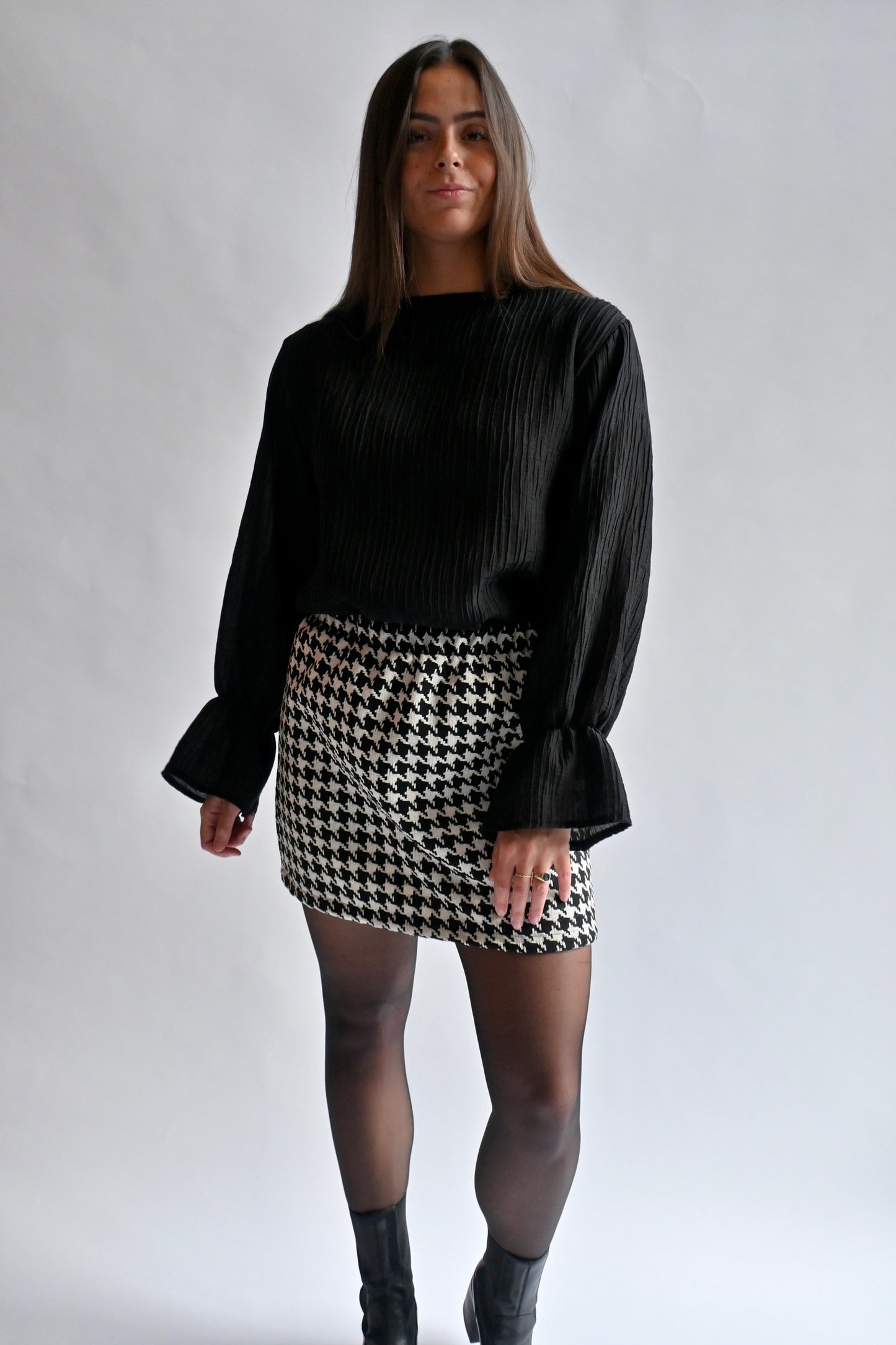 Pied-de-Poule skirt - black/white