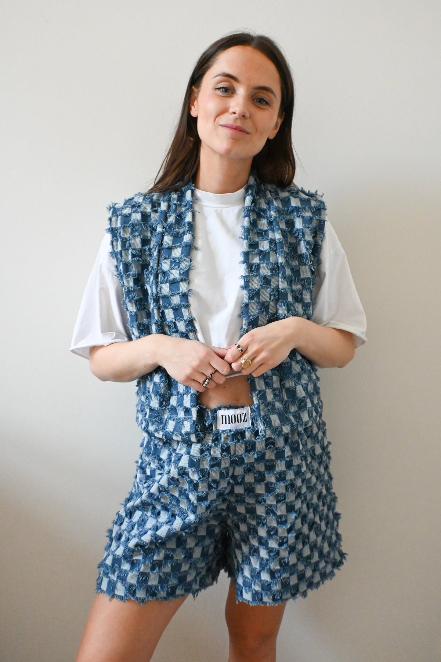 Checked Ruby gilet - blue