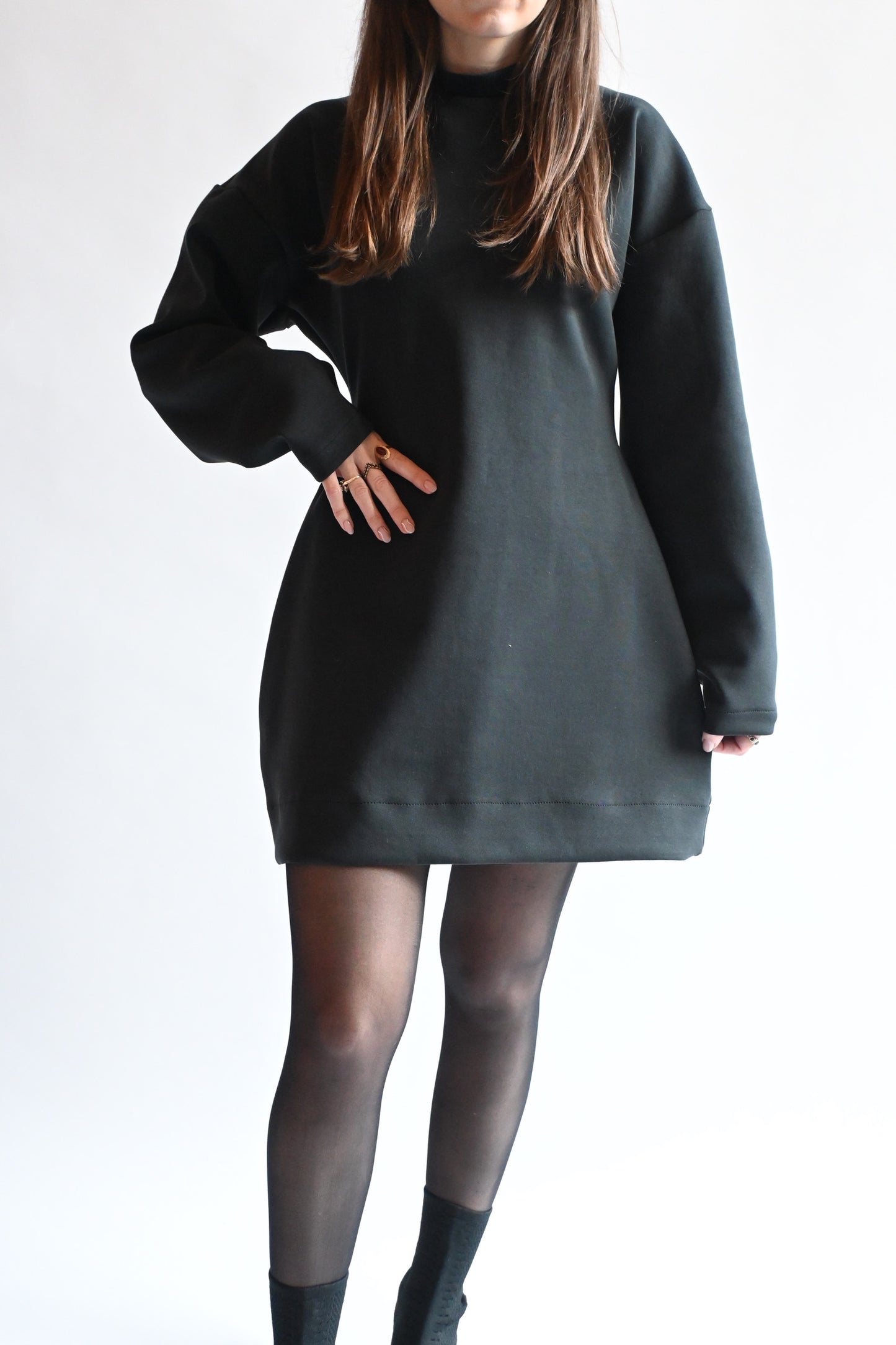 Cotton scuba dress - black