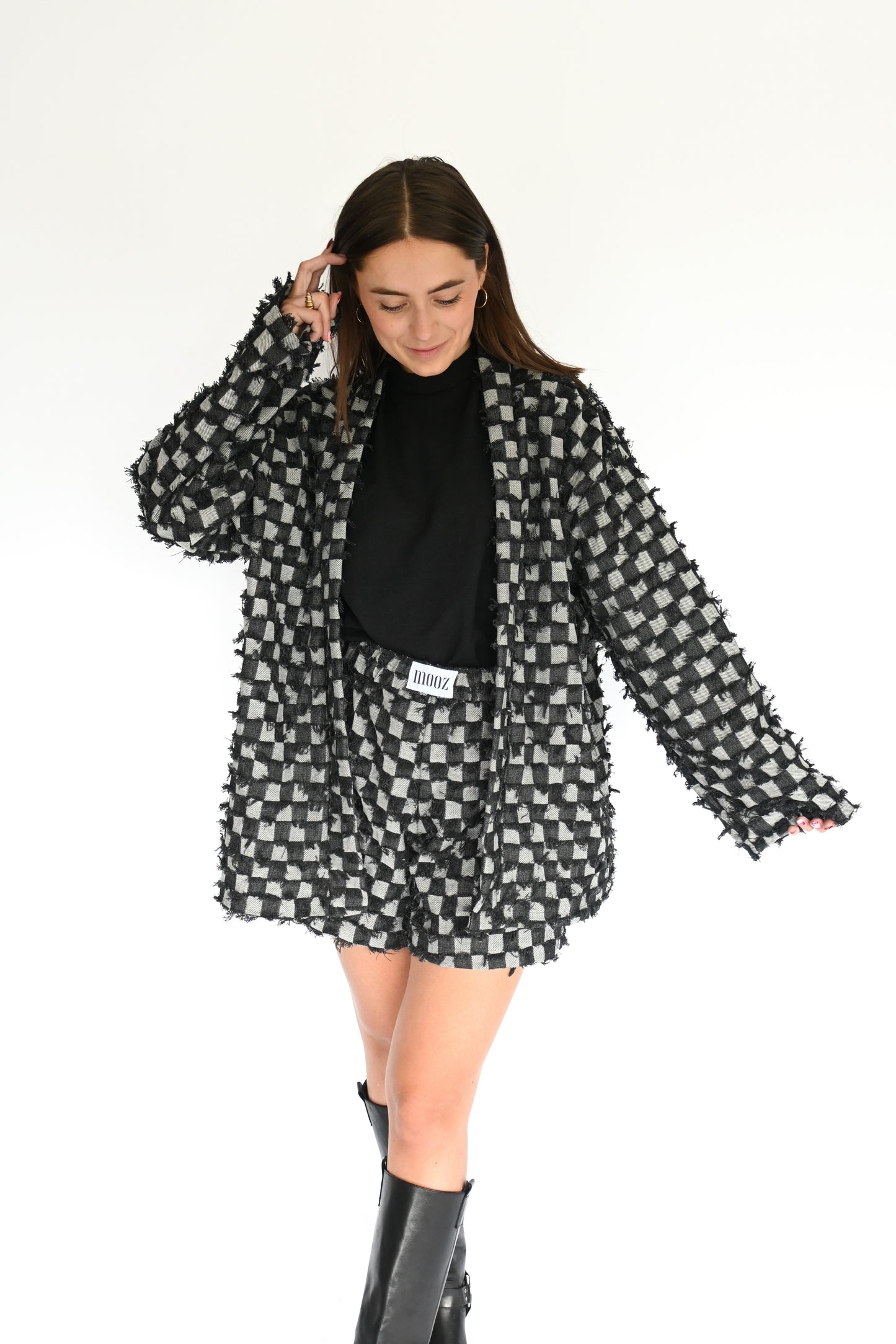 Checked Ruby short - black