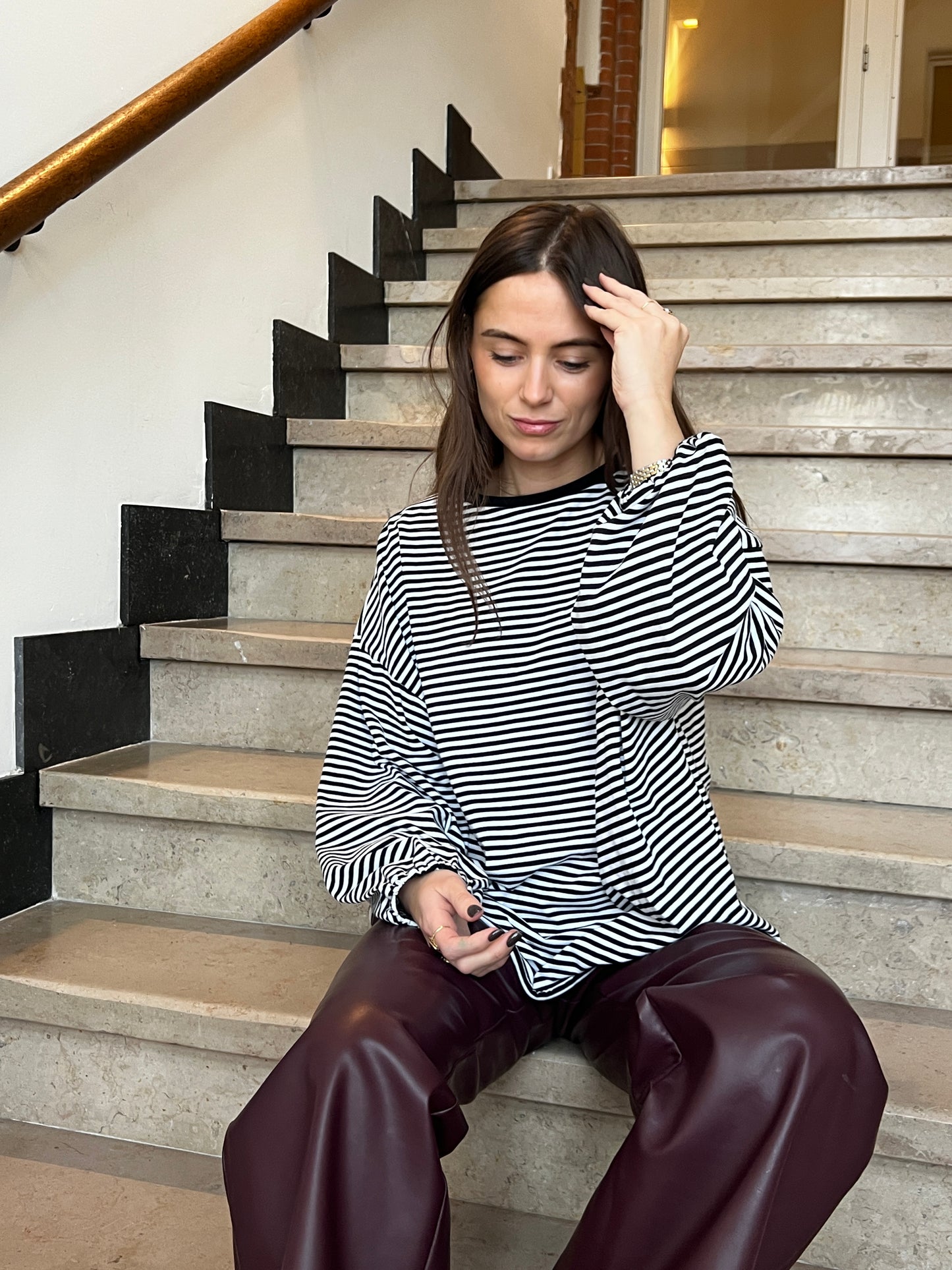 Stripe Pof Longsleeve – black-white