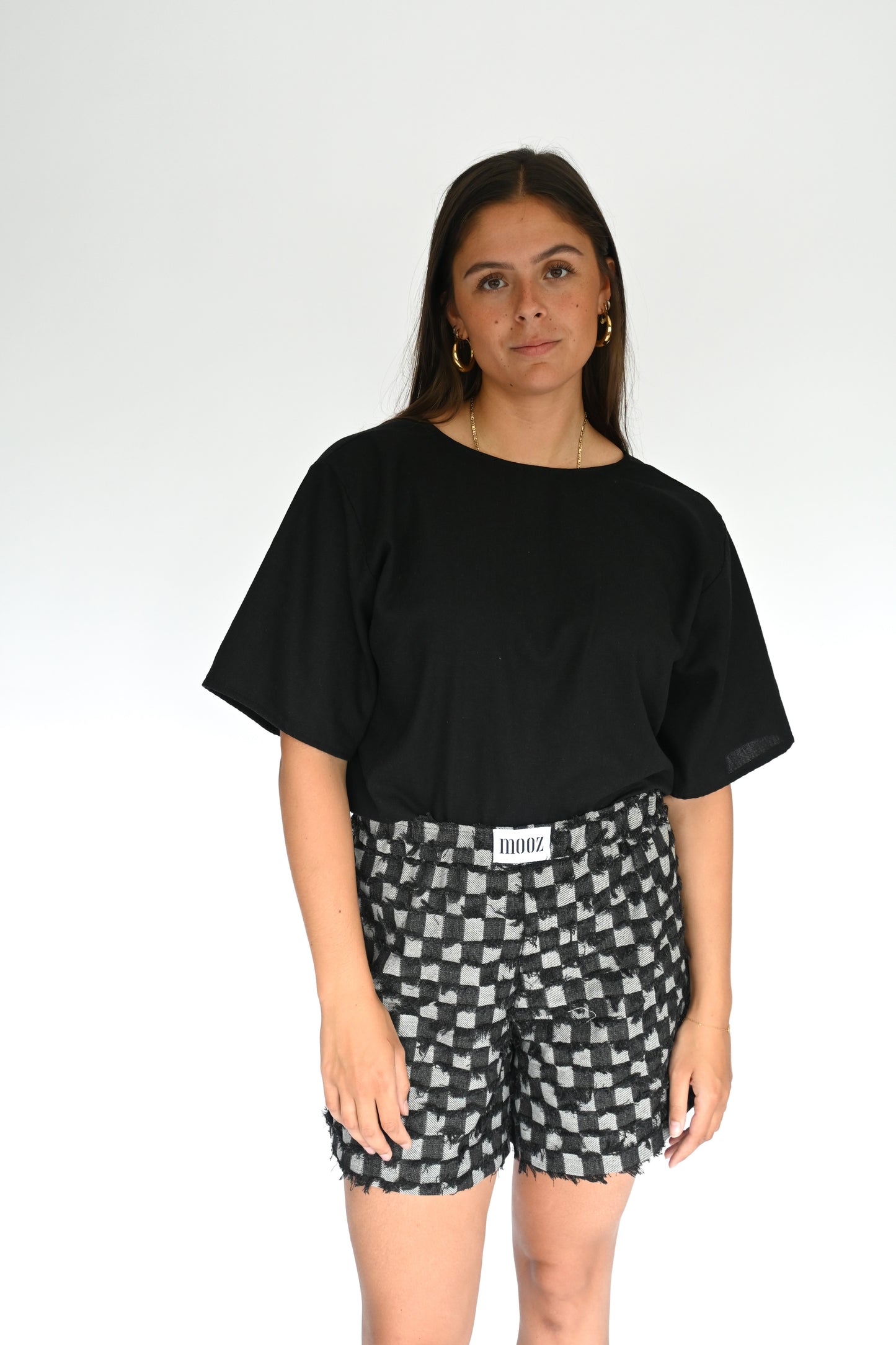 Checked Ruby short - black