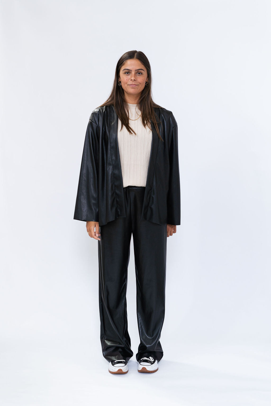 Leather kimono - black