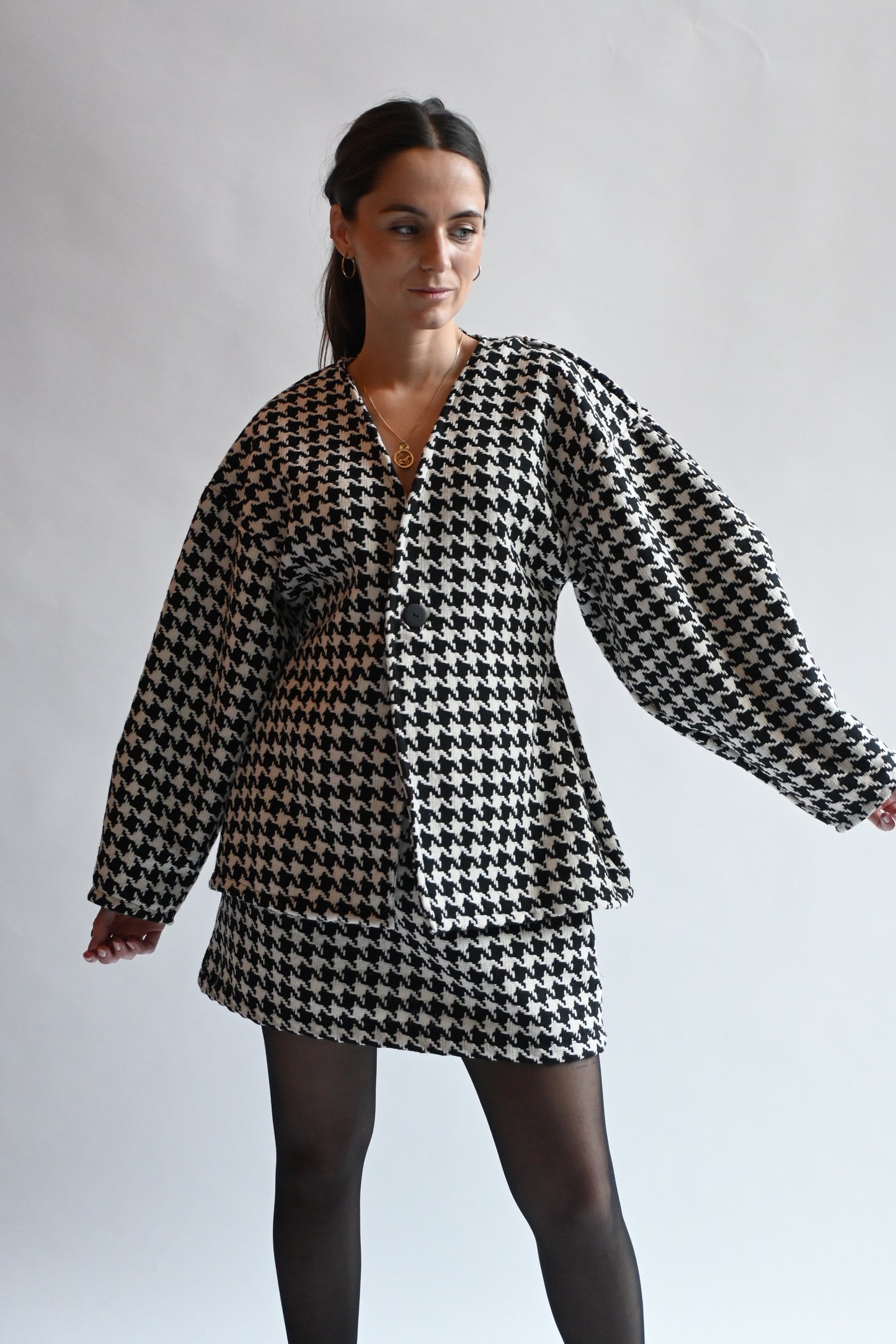 Pied-de-Poule Blazer - black/white