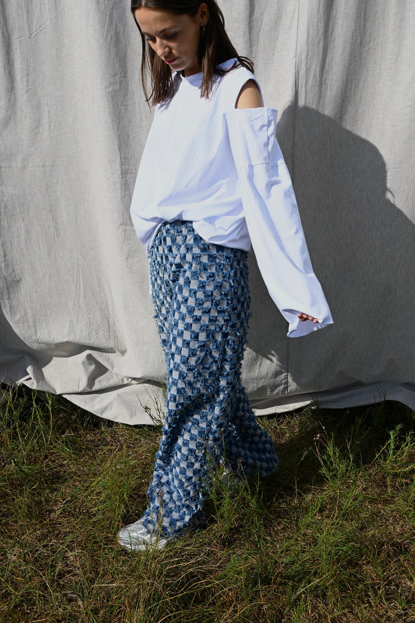 Isra checked trouser - blue