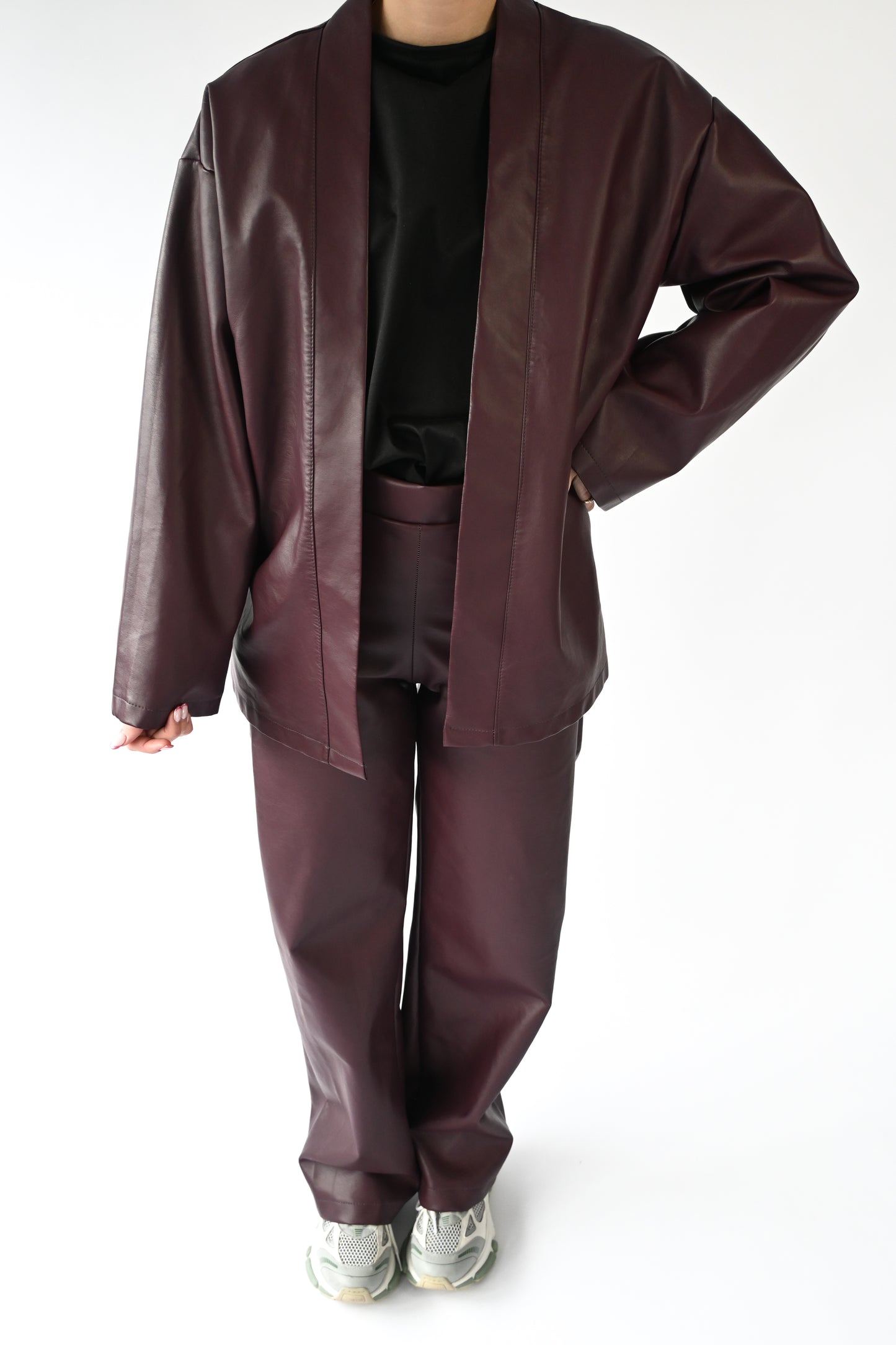 Sev leather kimono - burgundy