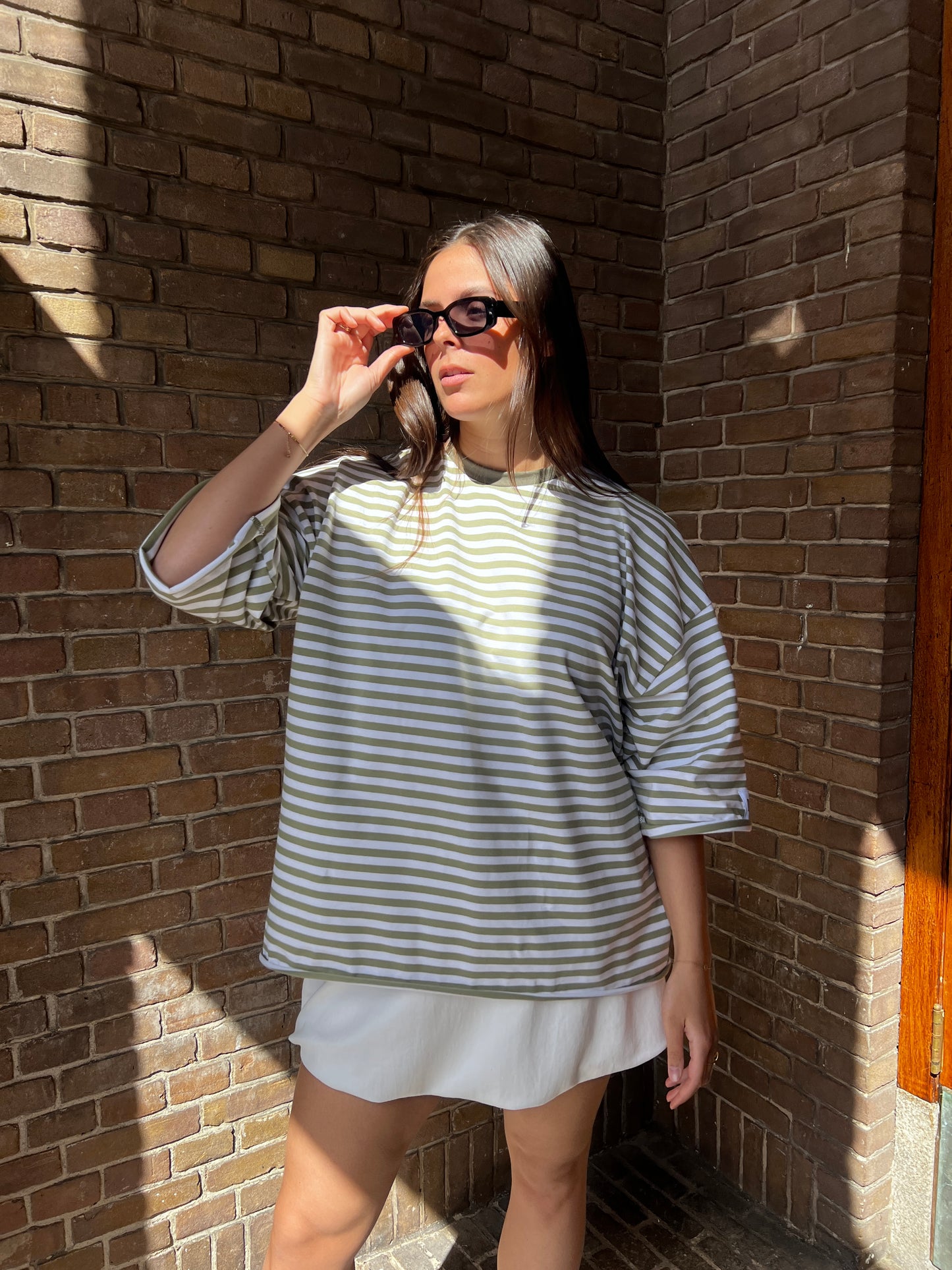 Stripe T-shirt -  green/white