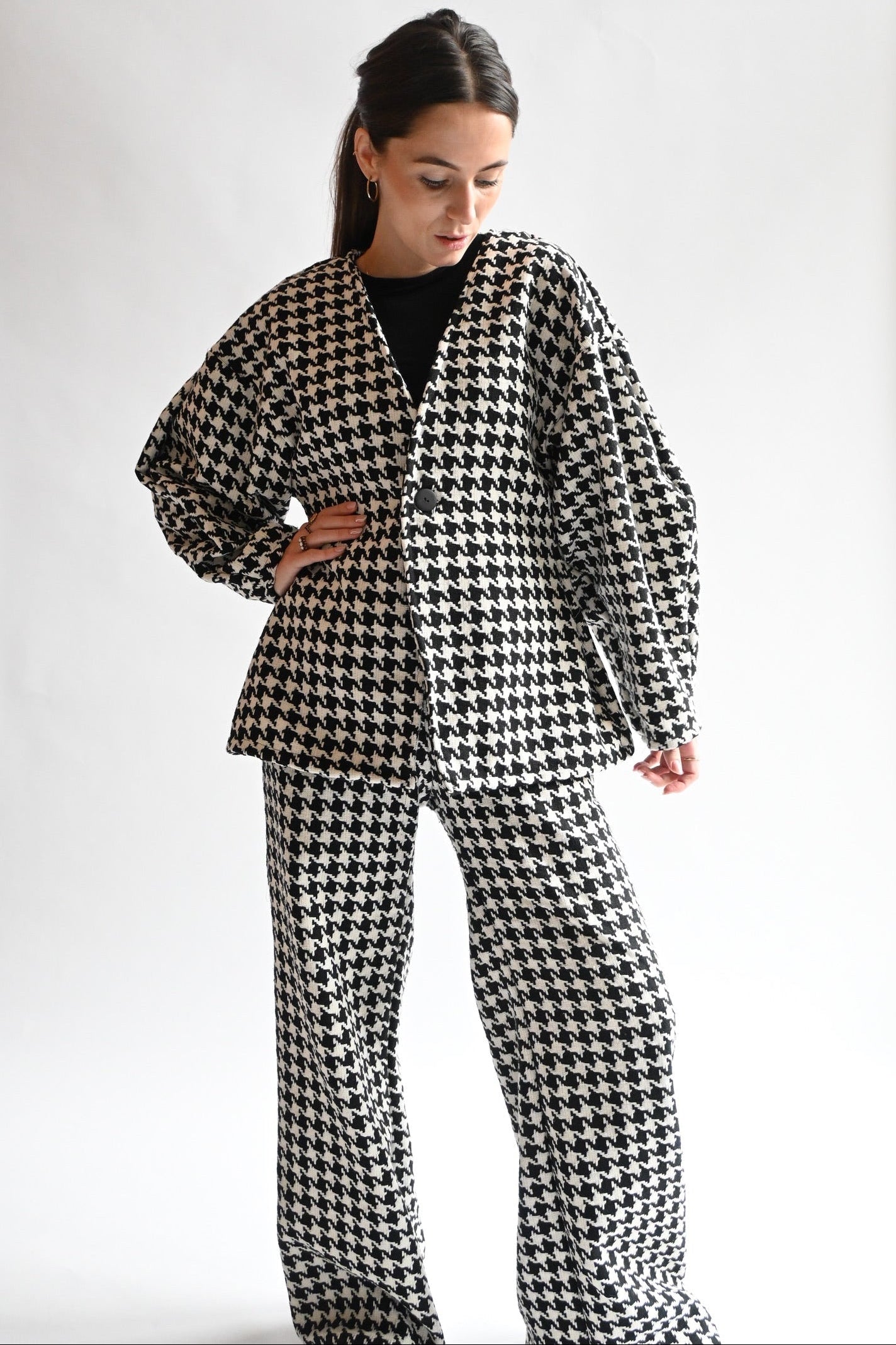 Pied-de-Poule Blazer - black/white