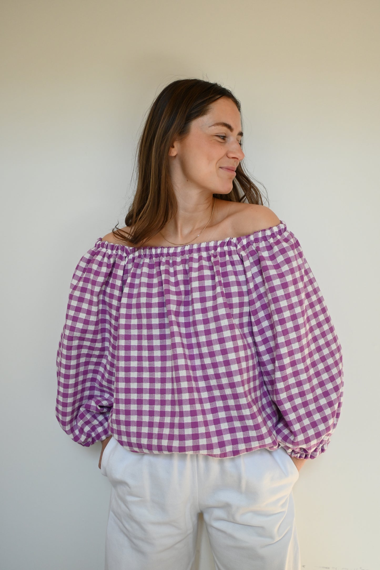 Veda top - Purple/white