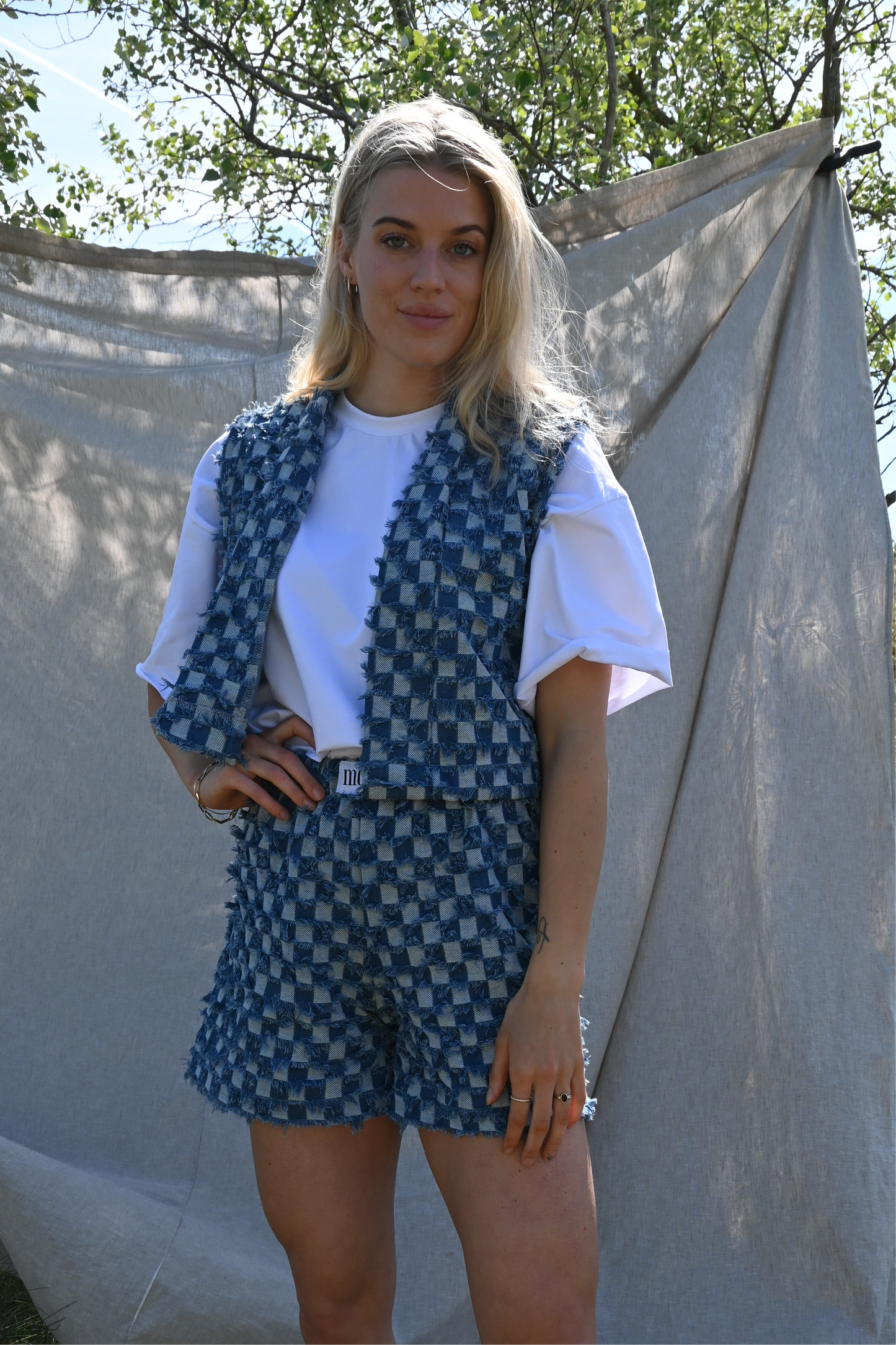 Checked Ruby gilet - blue