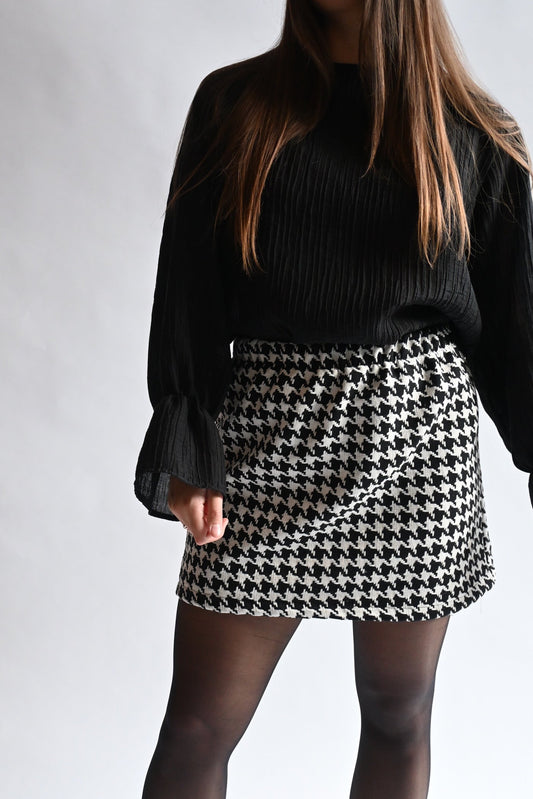 Pied-de-Poule skirt - black/white
