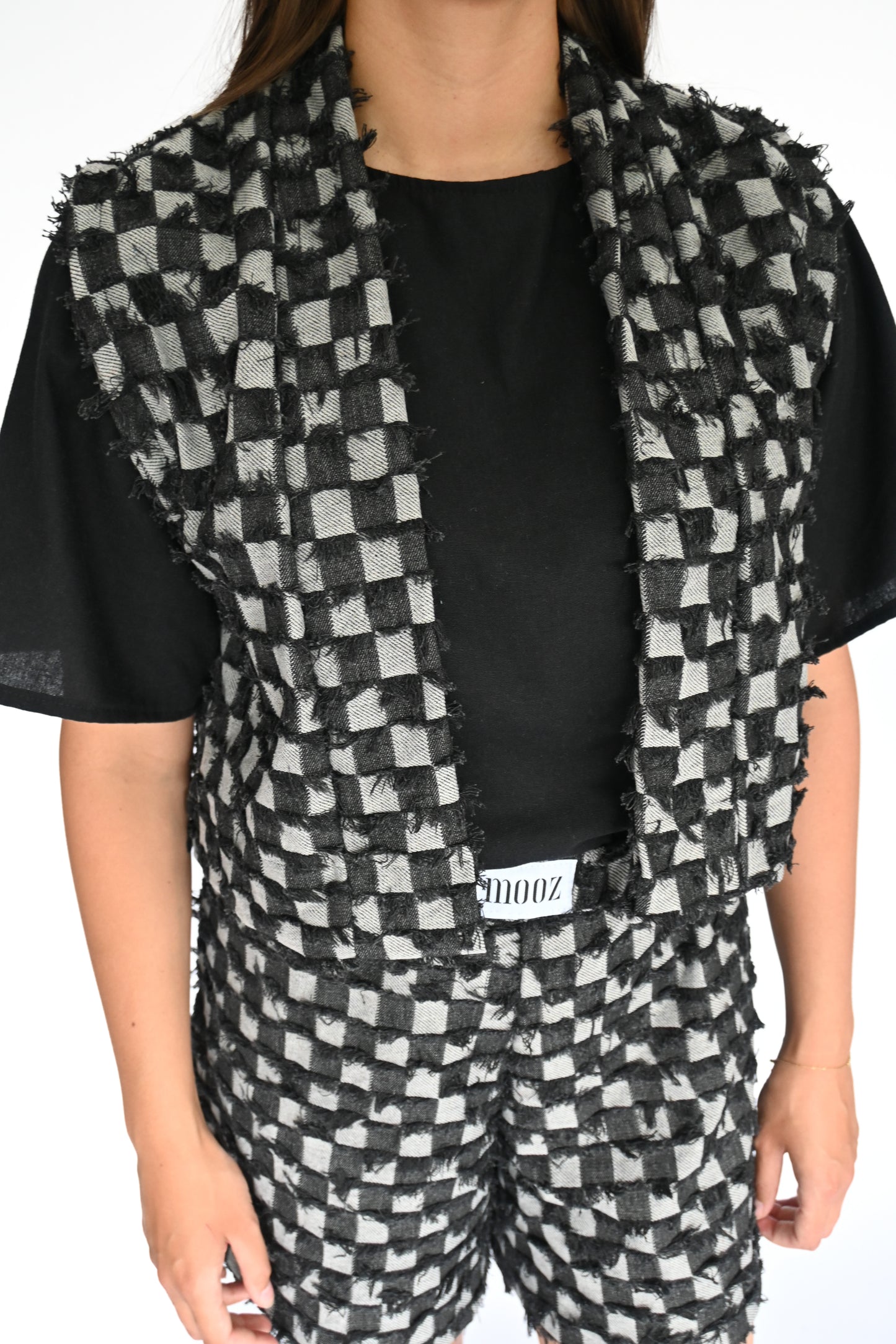 Checked Ruby gilet - black