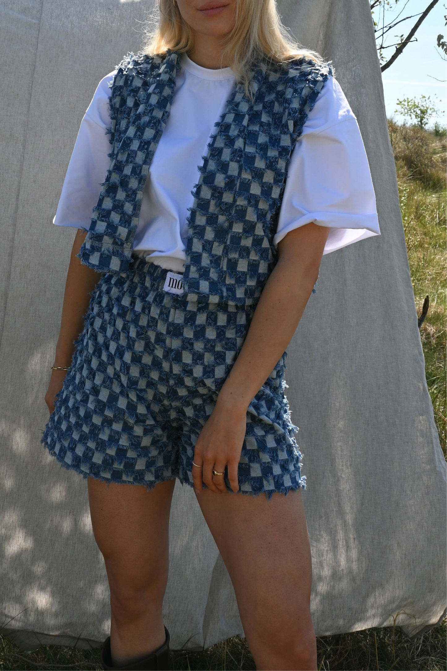 Checked Ruby gilet - blue