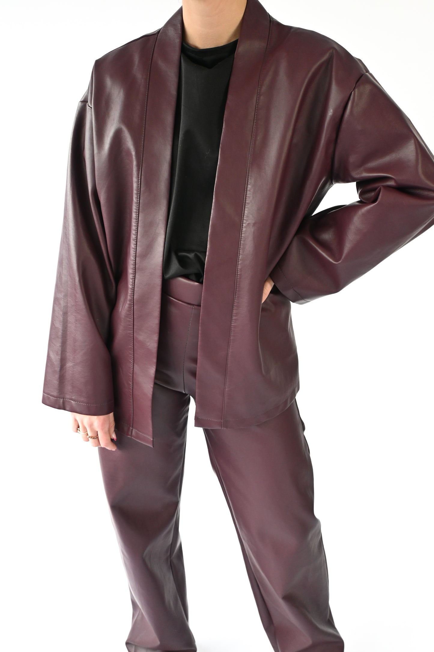 Sev leather kimono - burgundy