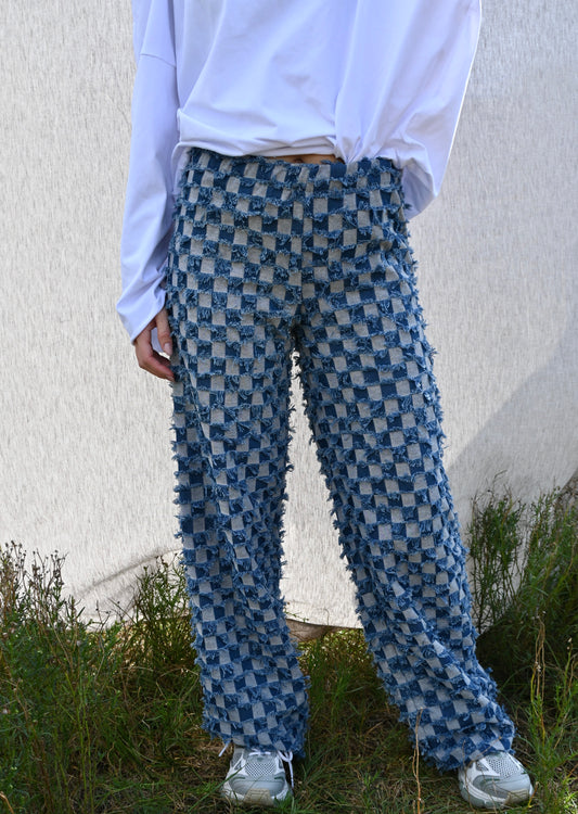 Isra checked trouser - blue