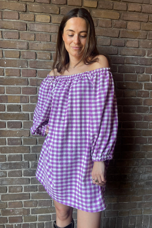 Veda dress - purple/white