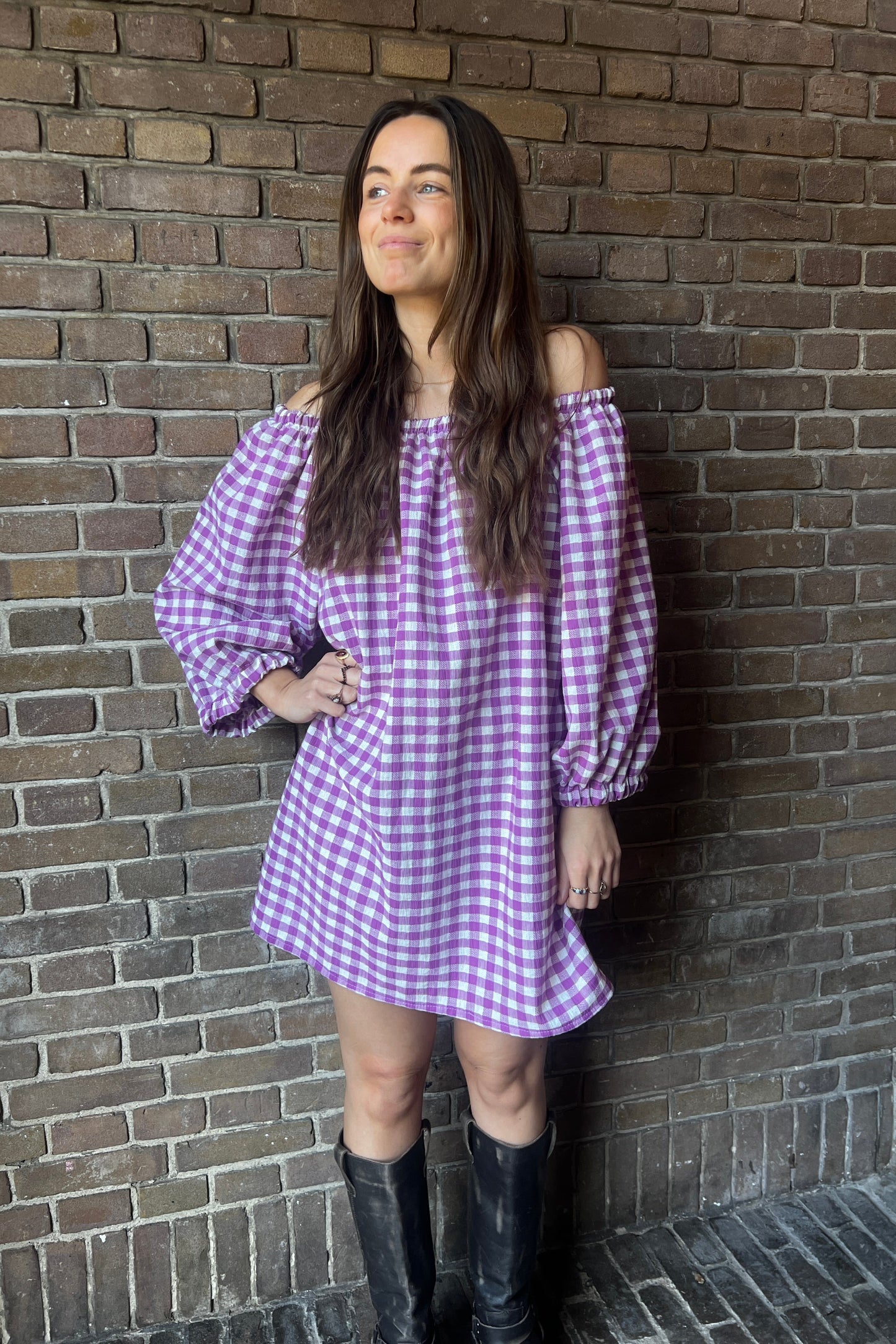 Veda dress - purple/white