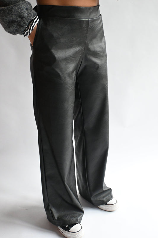 Léa leather trouser - black