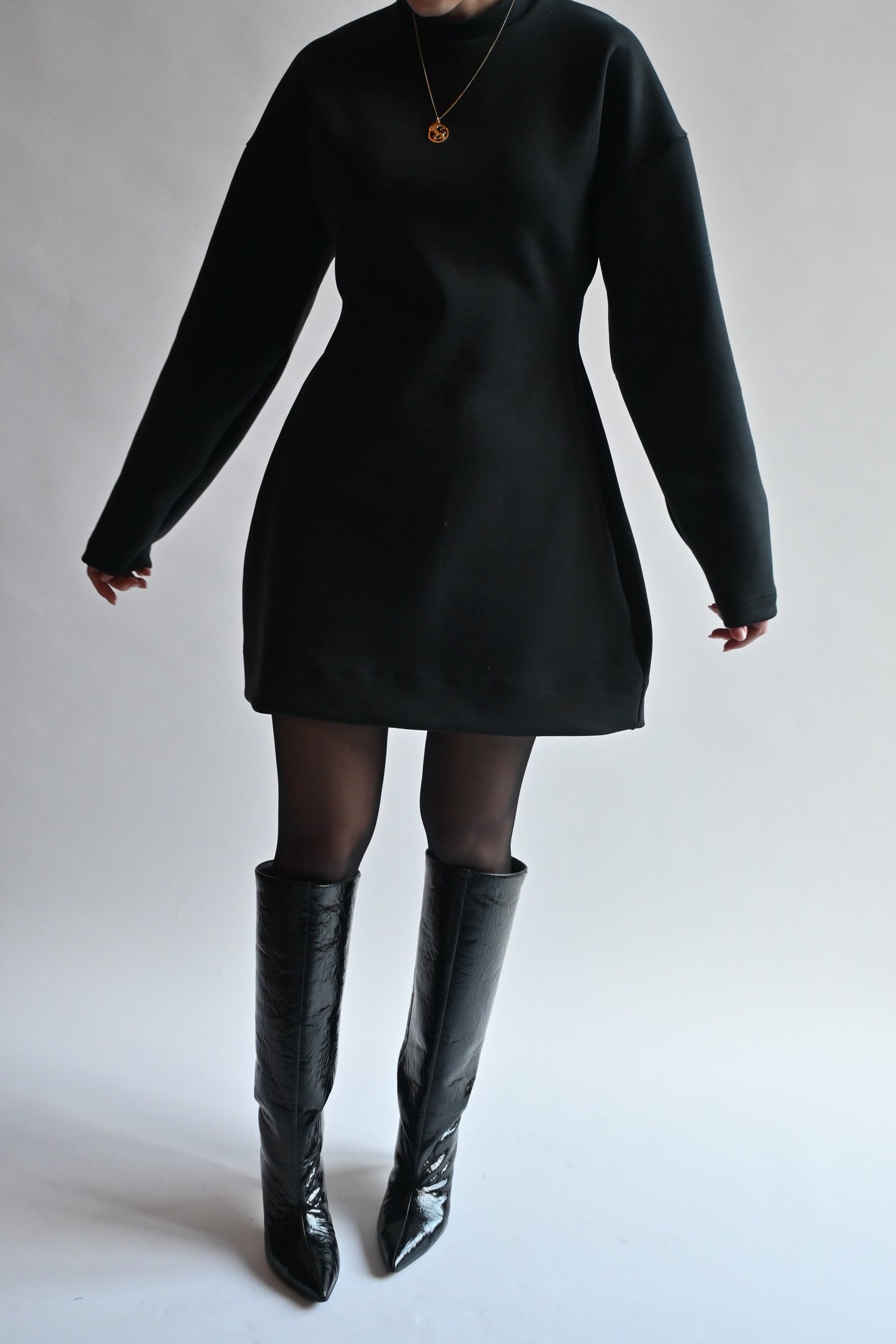 Cotton scuba dress - black