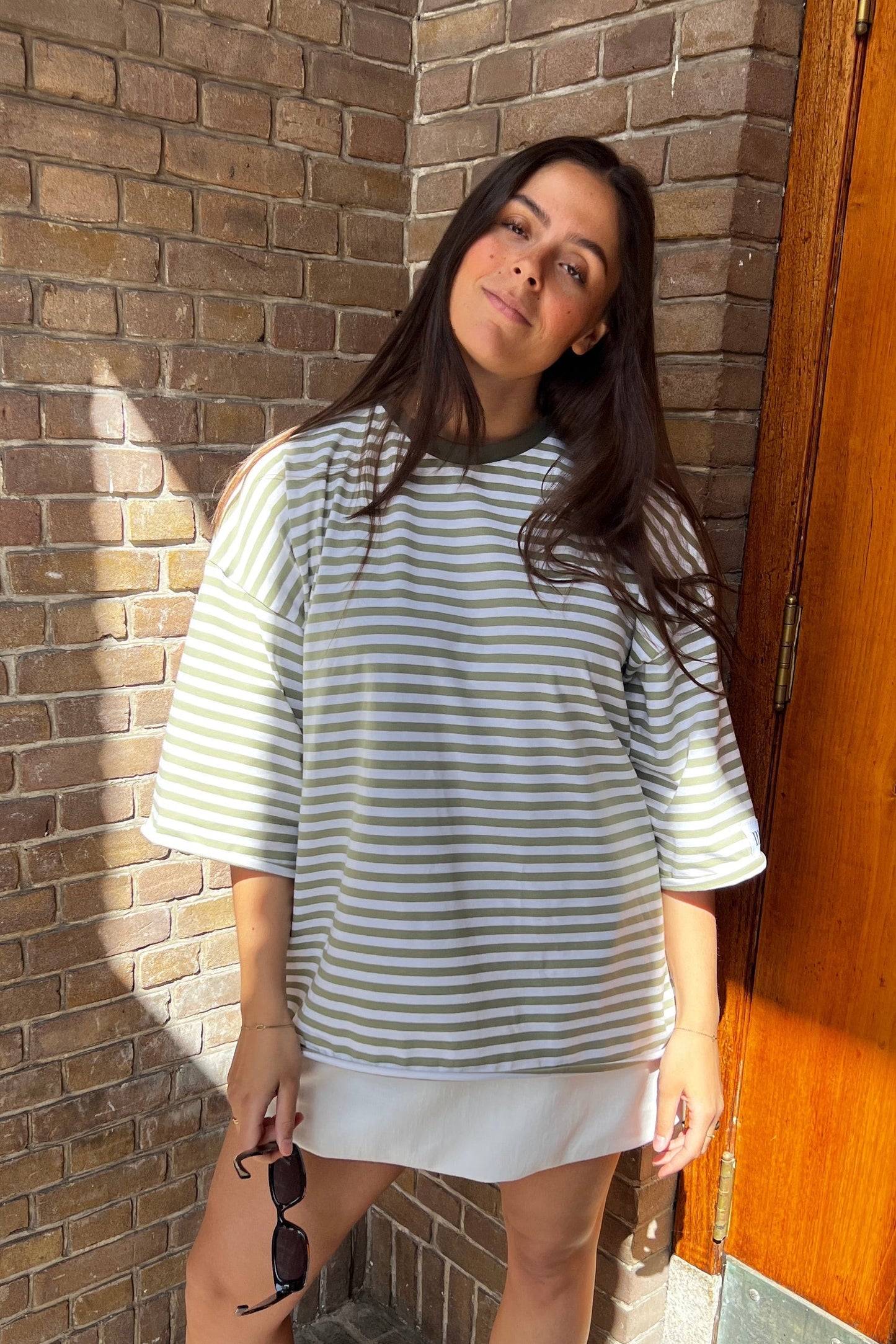 Stripe T-shirt -  green/white