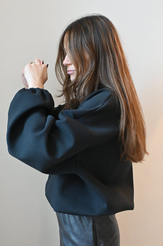 Cotton scuba sweater - black