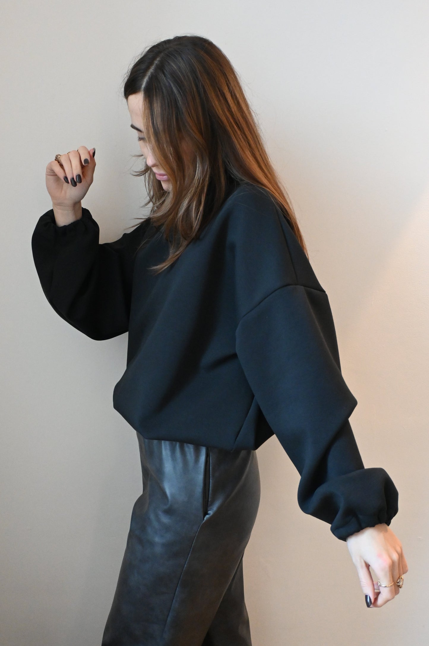 Cotton scuba sweater - black