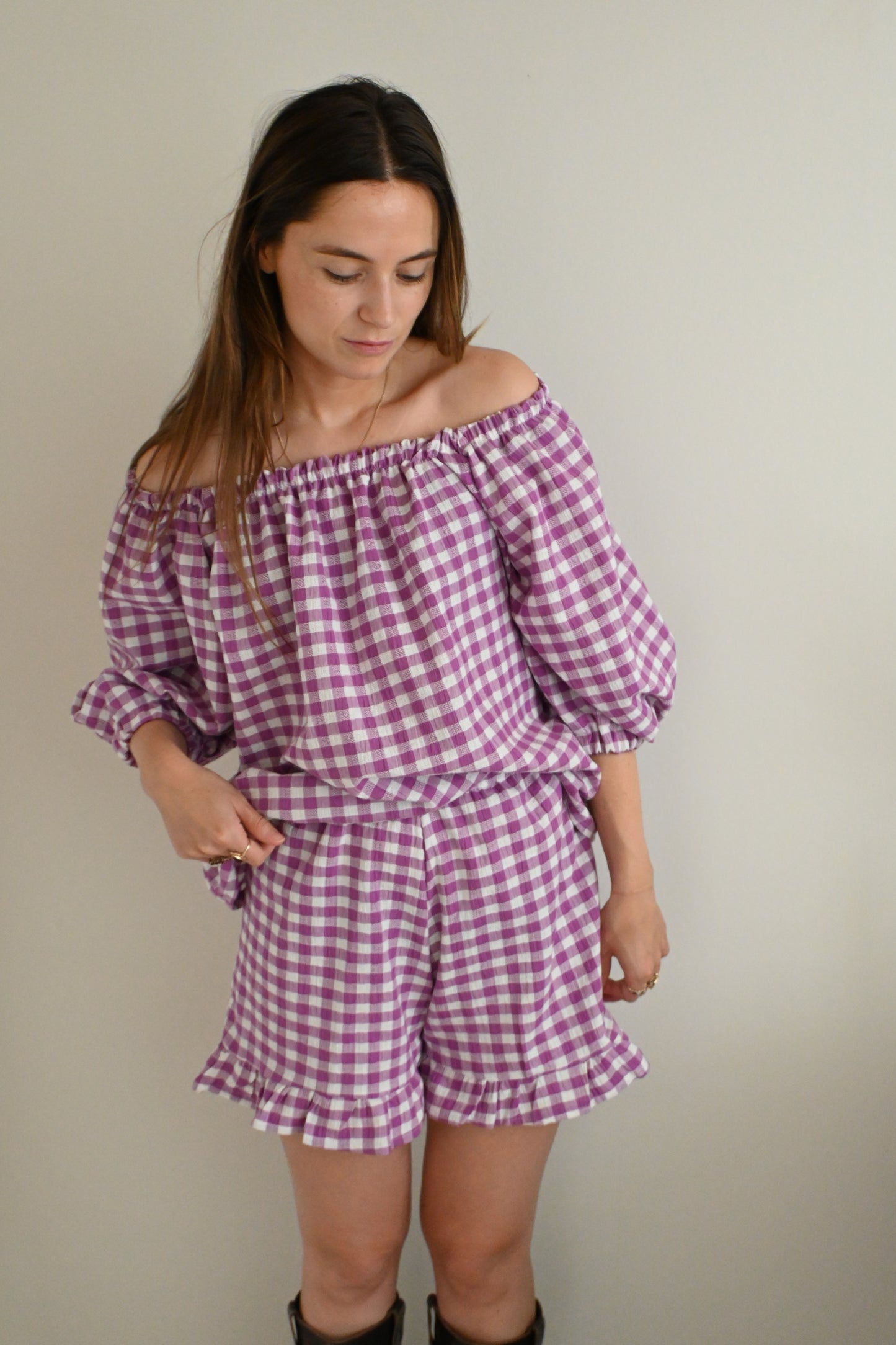 Veda short - Purple/white