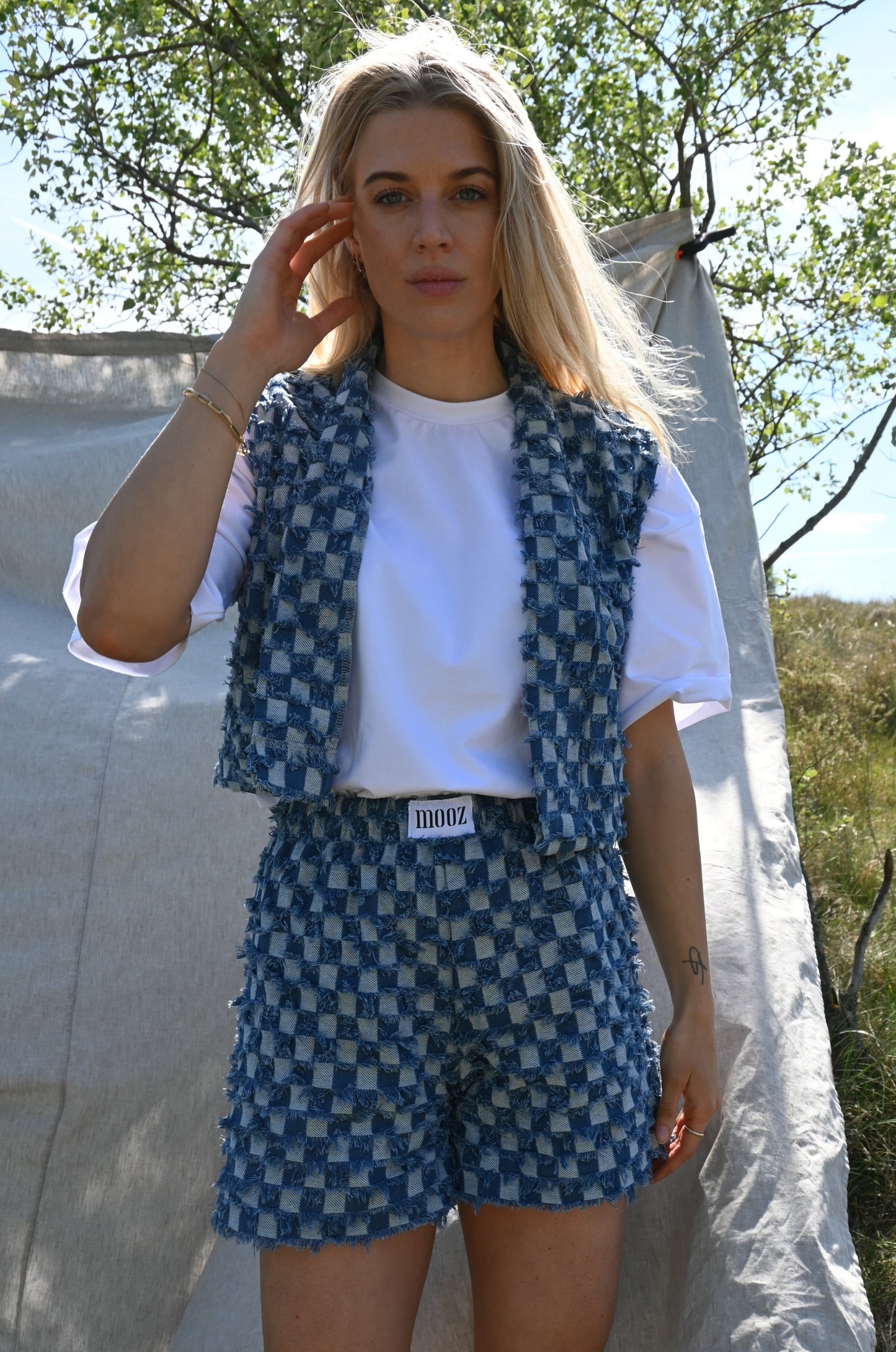 Checked Ruby gilet - blue