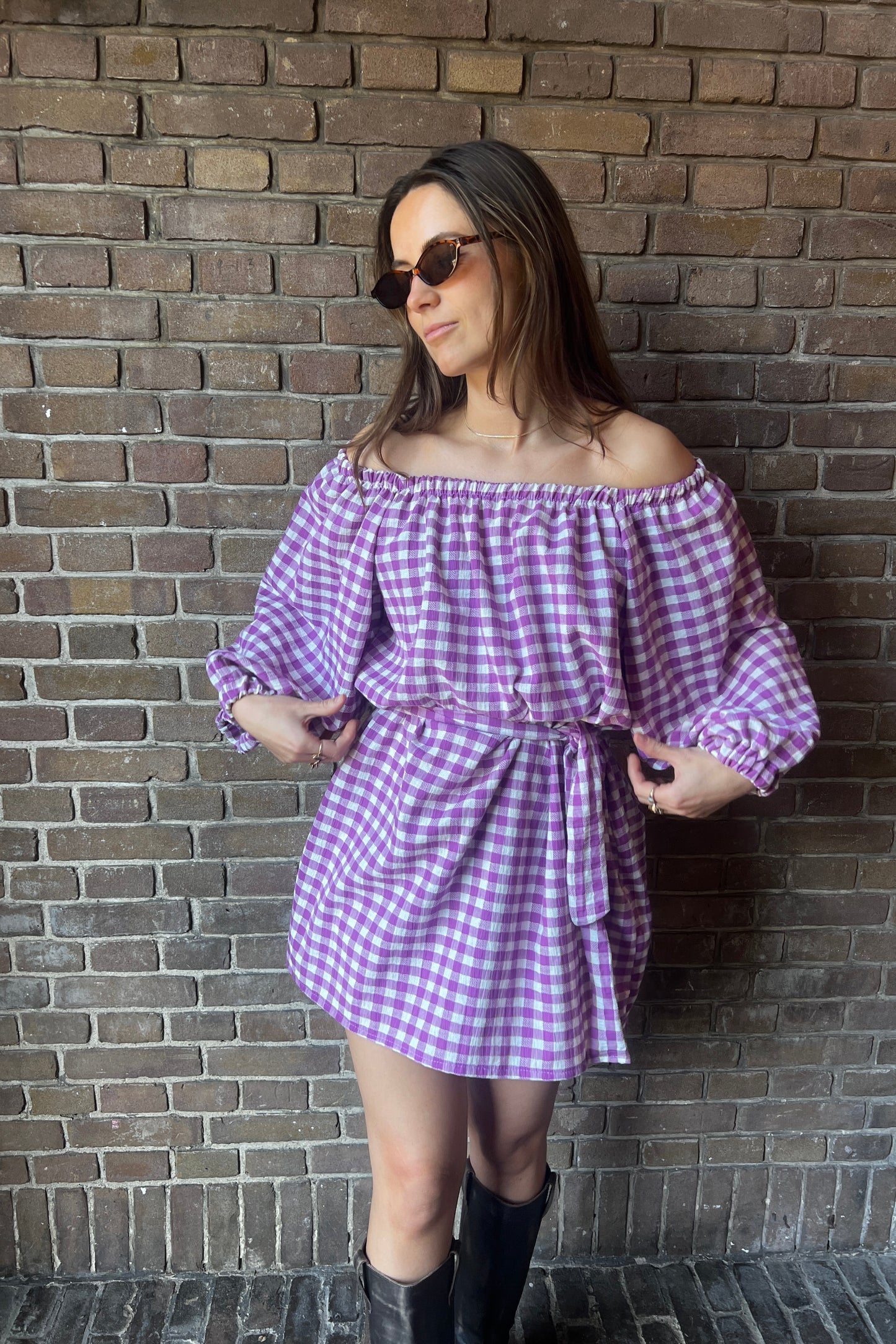 Veda dress - purple/white