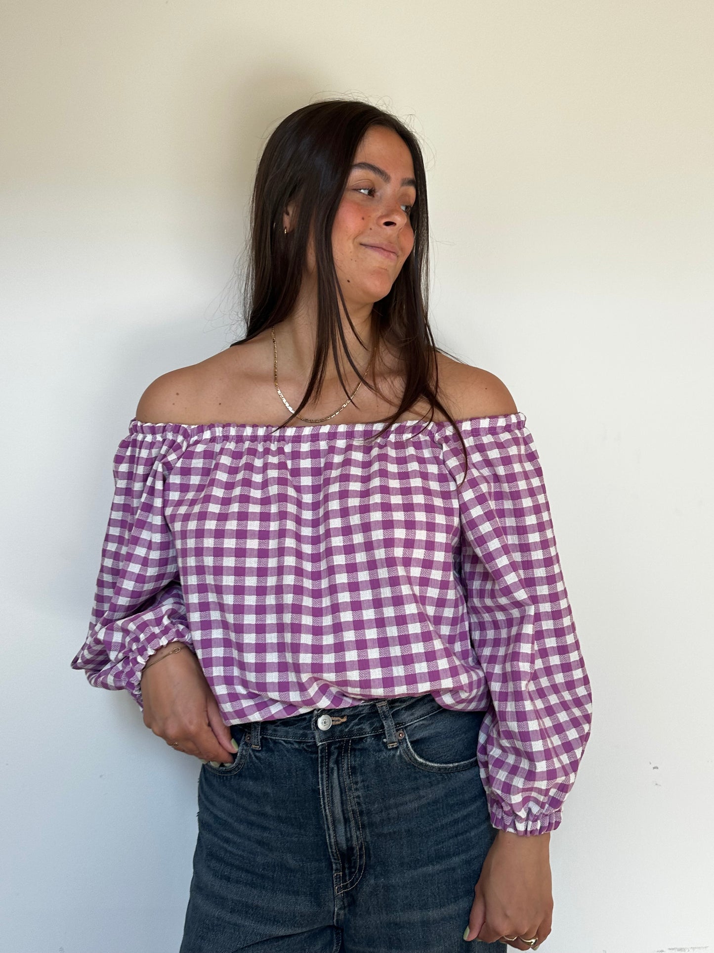Veda top - Purple/white